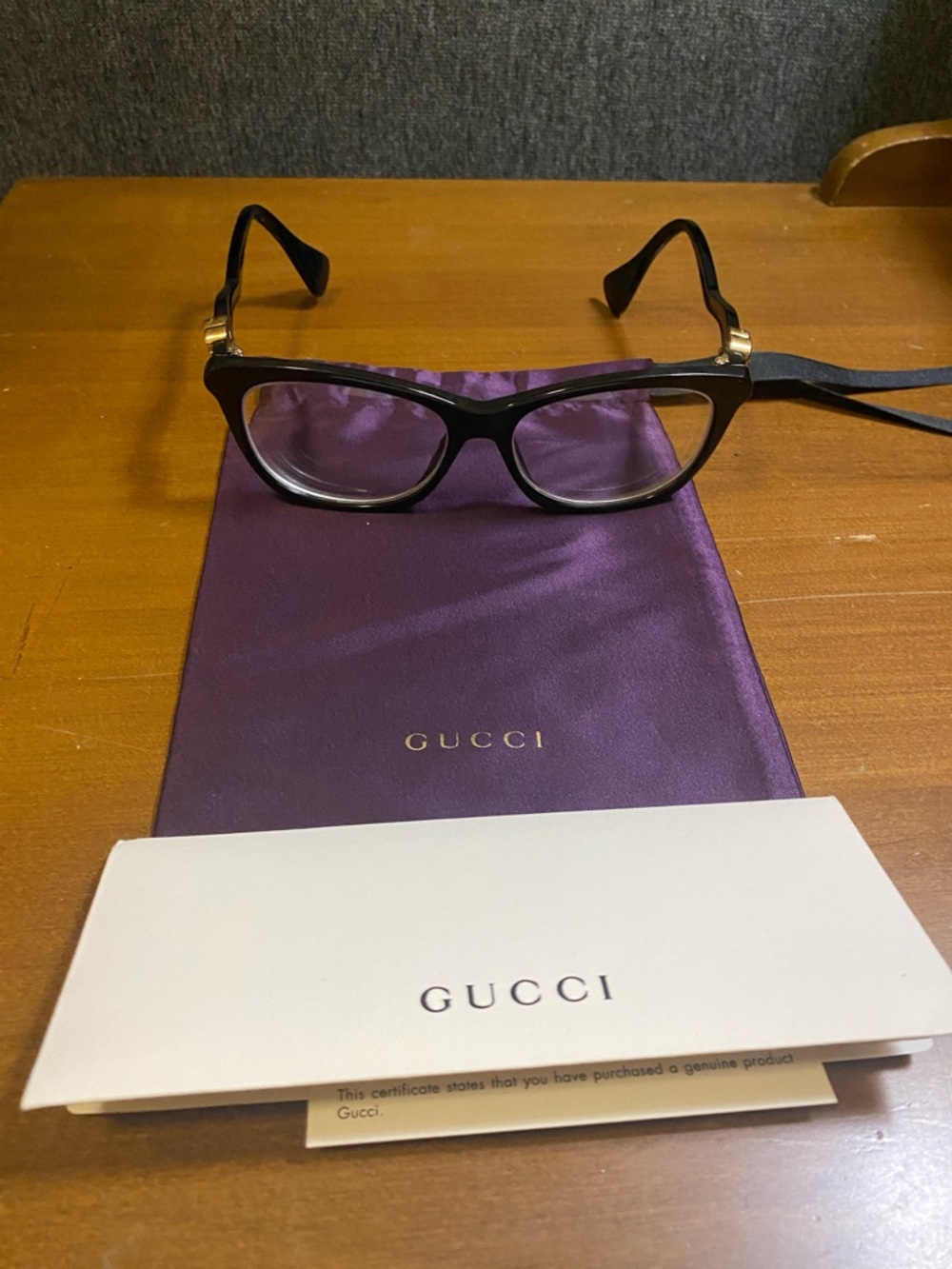 Gucci Black and Gold Women's Eyeglasses - Elegant Rectangular Frame